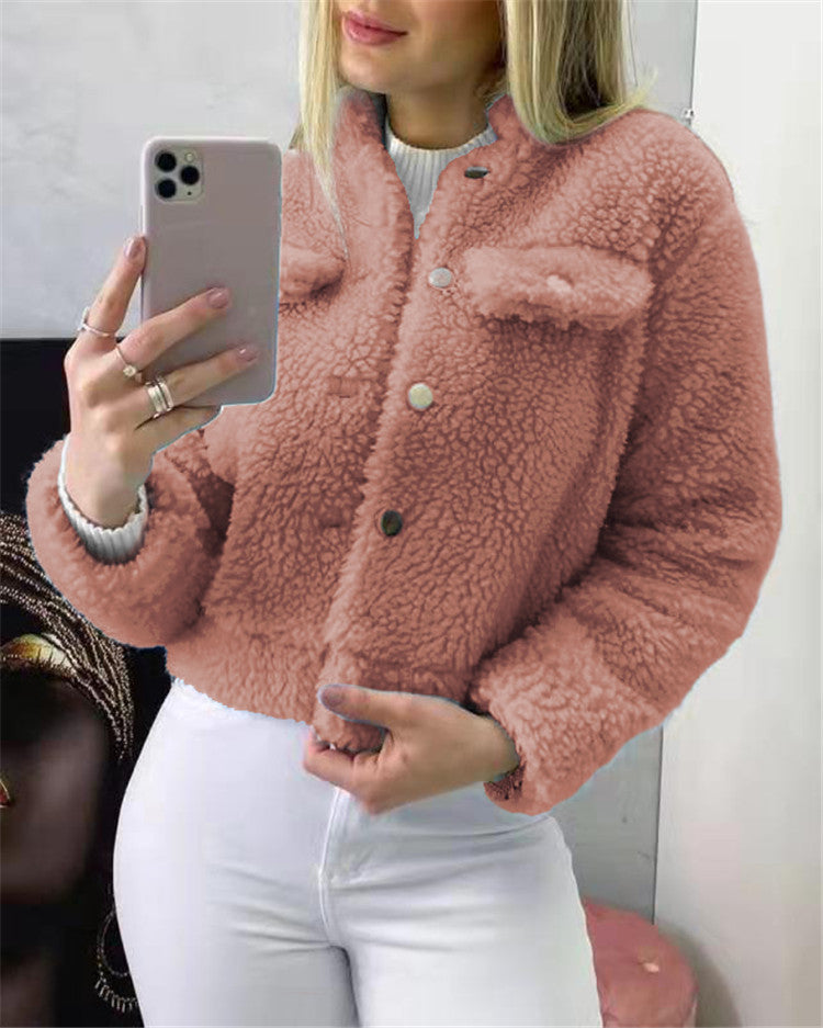 Double-Sided Plush Warm Cardigan Women's Jacket