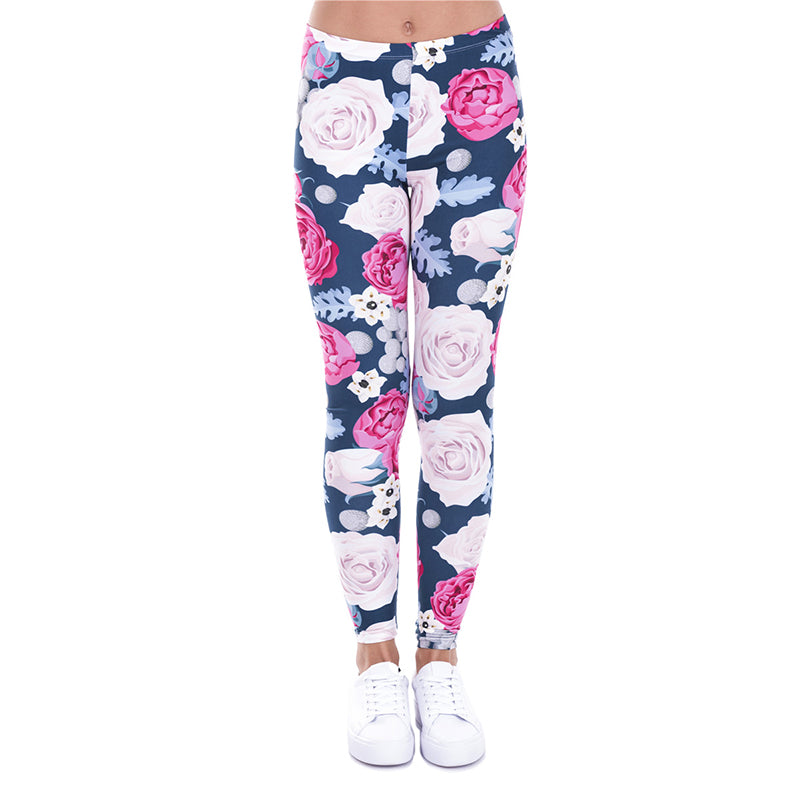 Women's  Peony Print Leggings Yoga Pants