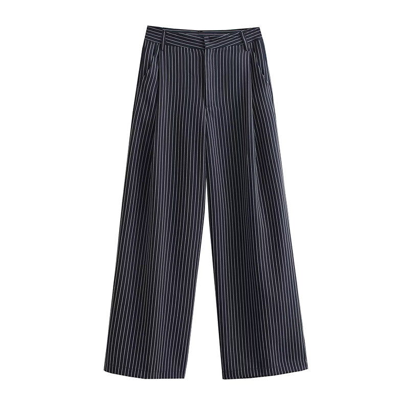 Striped Waist Slim Fit Casual Wide-leg Trousers