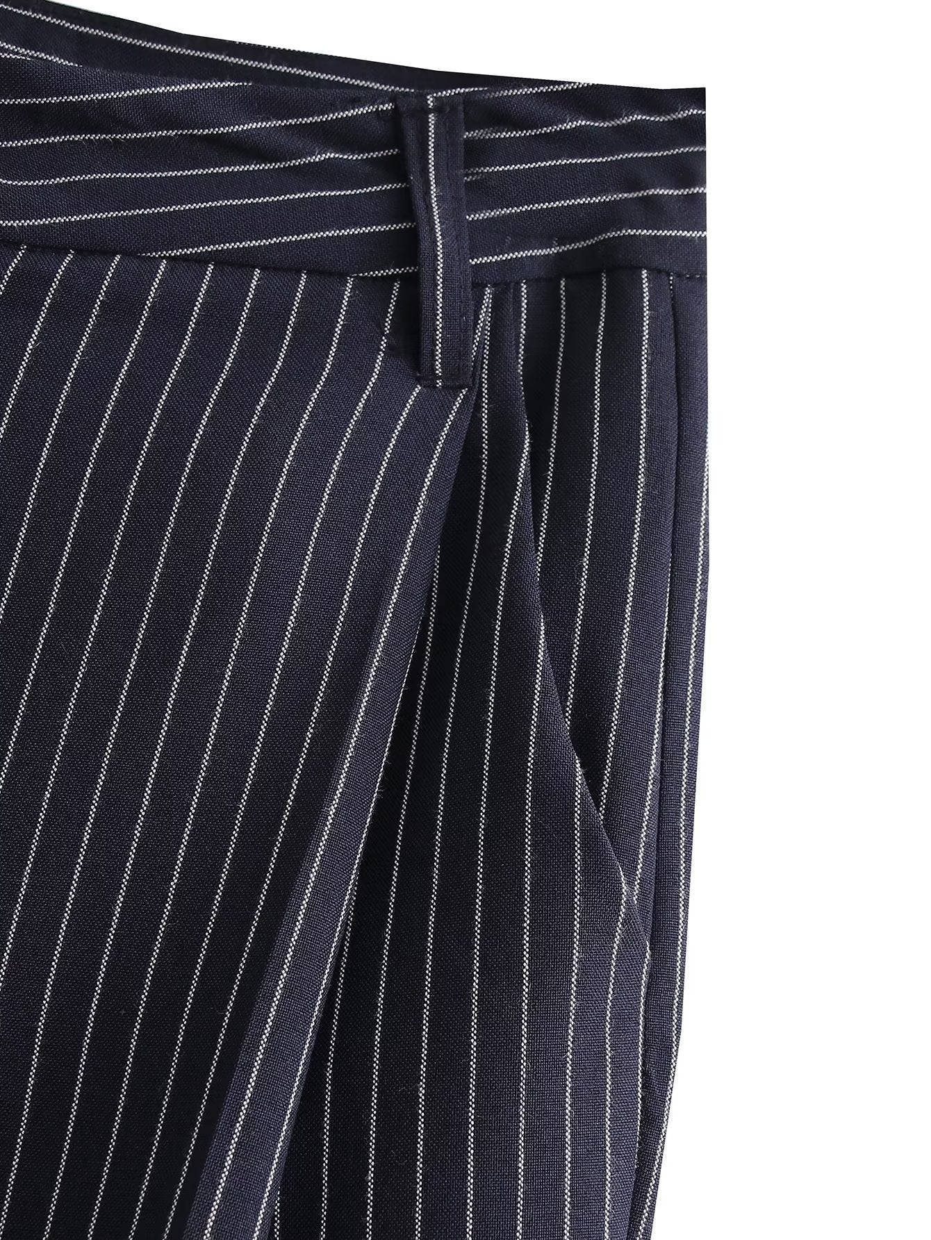 Striped Waist Slim Fit Casual Wide-leg Trousers