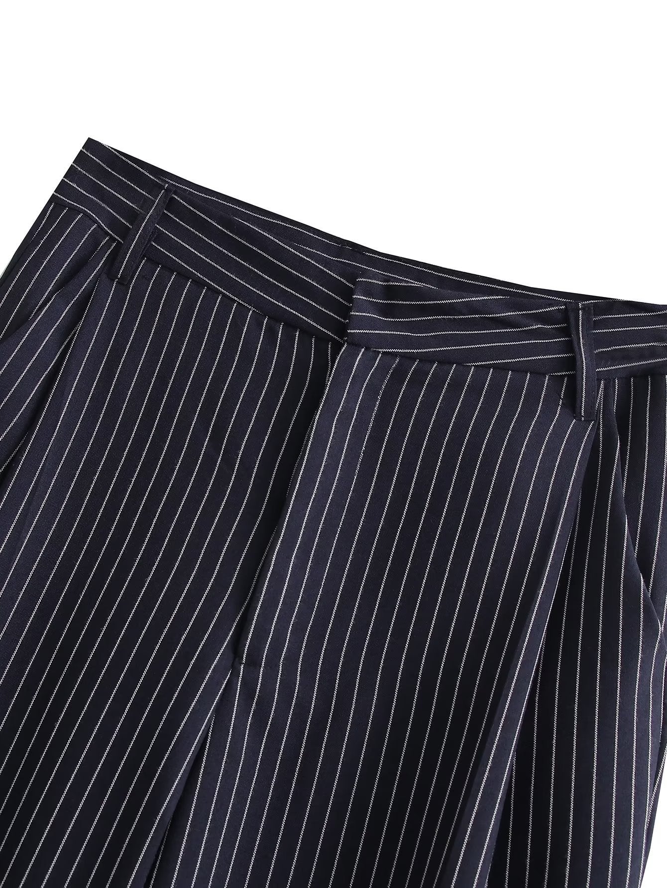 Striped Waist Slim Fit Casual Wide-leg Trousers