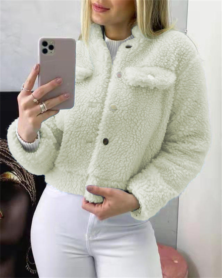 Double-Sided Plush Warm Cardigan Women's Jacket